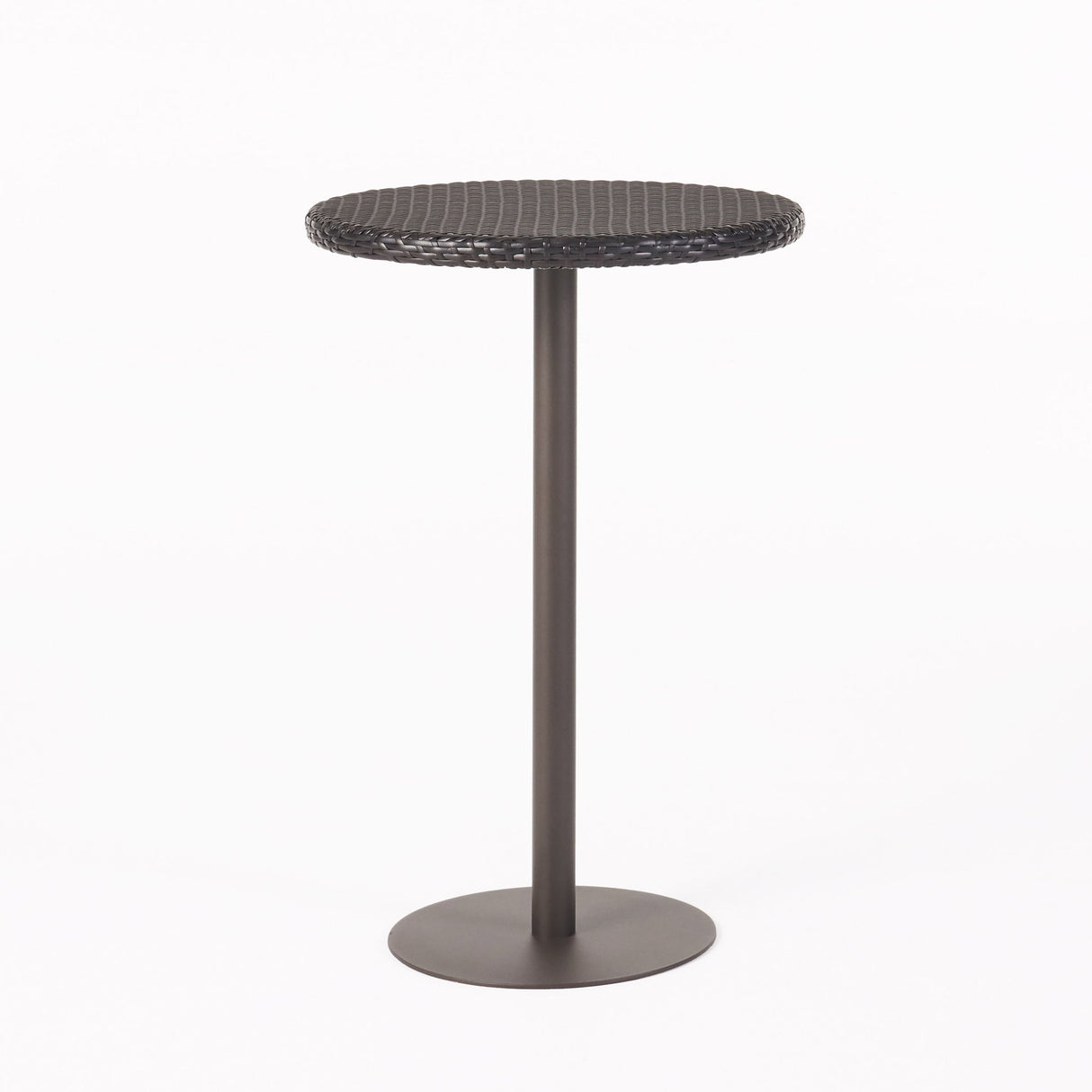 Outdoor Round Rattan Bar Table With Iron Frame - Multi Brown