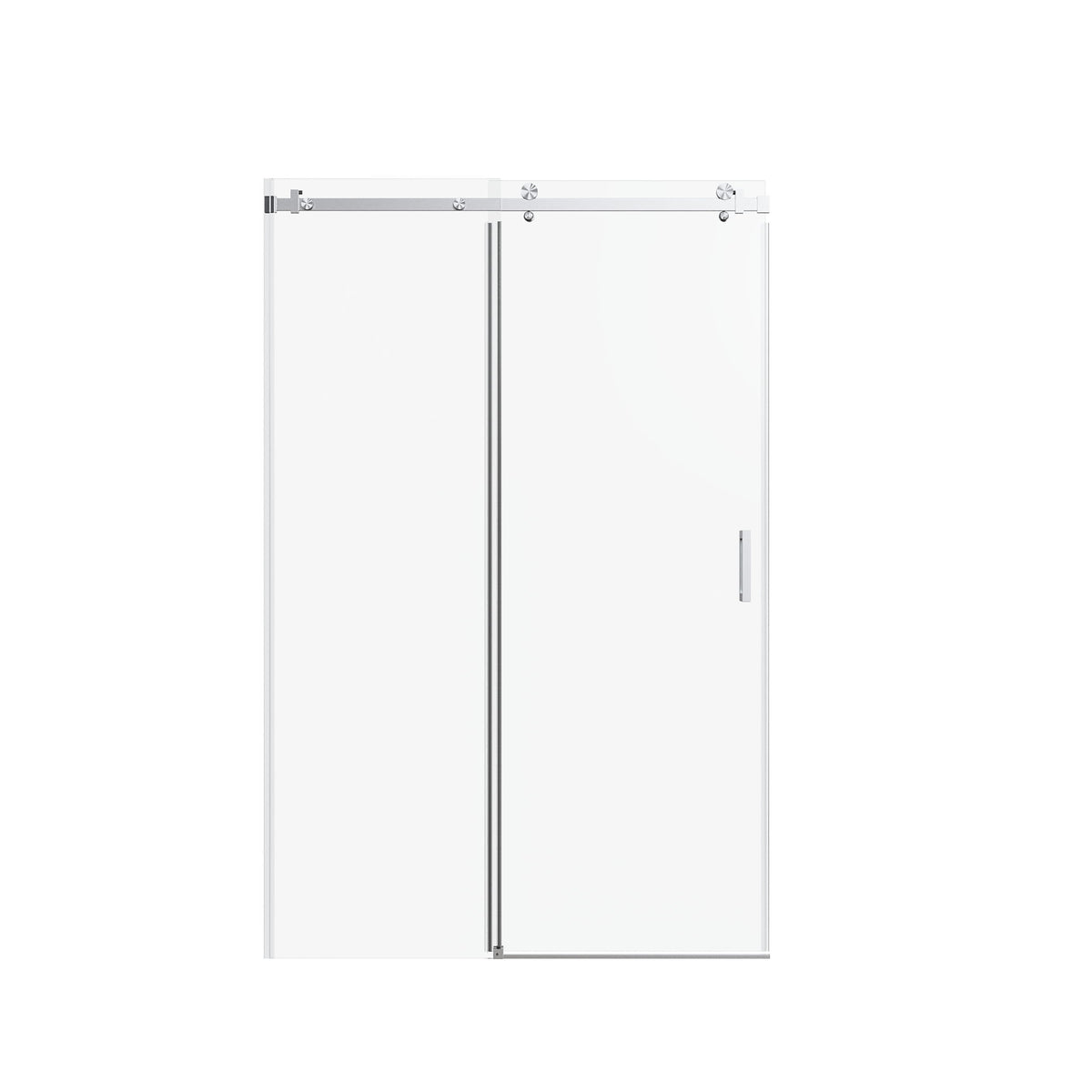 Frameless Single Sliding Shower Doors, 5 / 16" Sgcc Tempered Glass, Reversible - Brushed Nickel