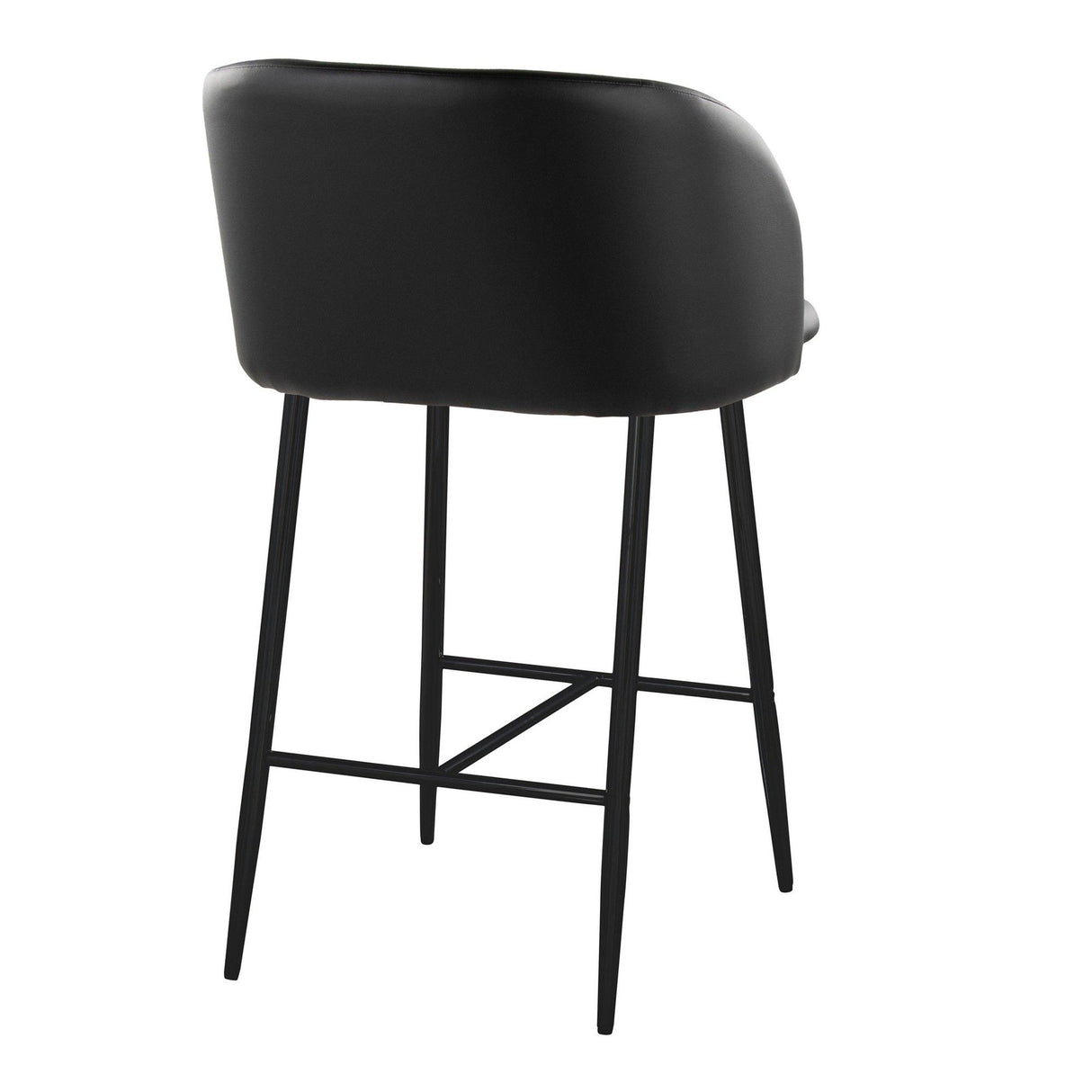 Fran - Fixed-Height Counter Stool (Set of 2) - Black Metal, Black Faux Leather