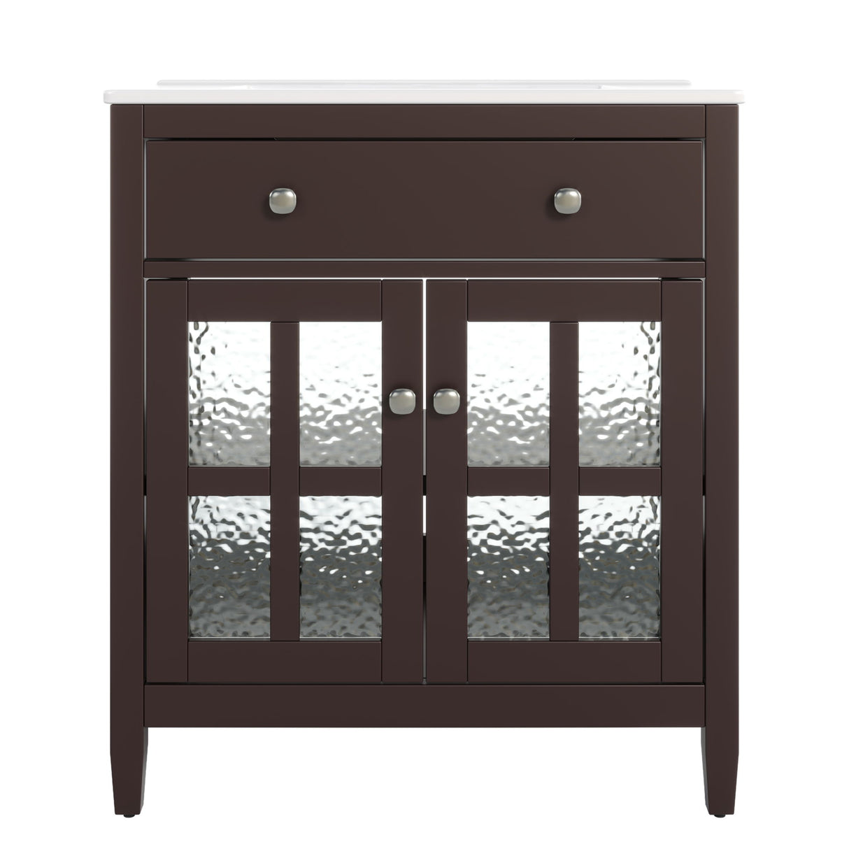 Bathroom Vanity With Ceramic Sink, Adjustable Shelf & Tip Out Tray