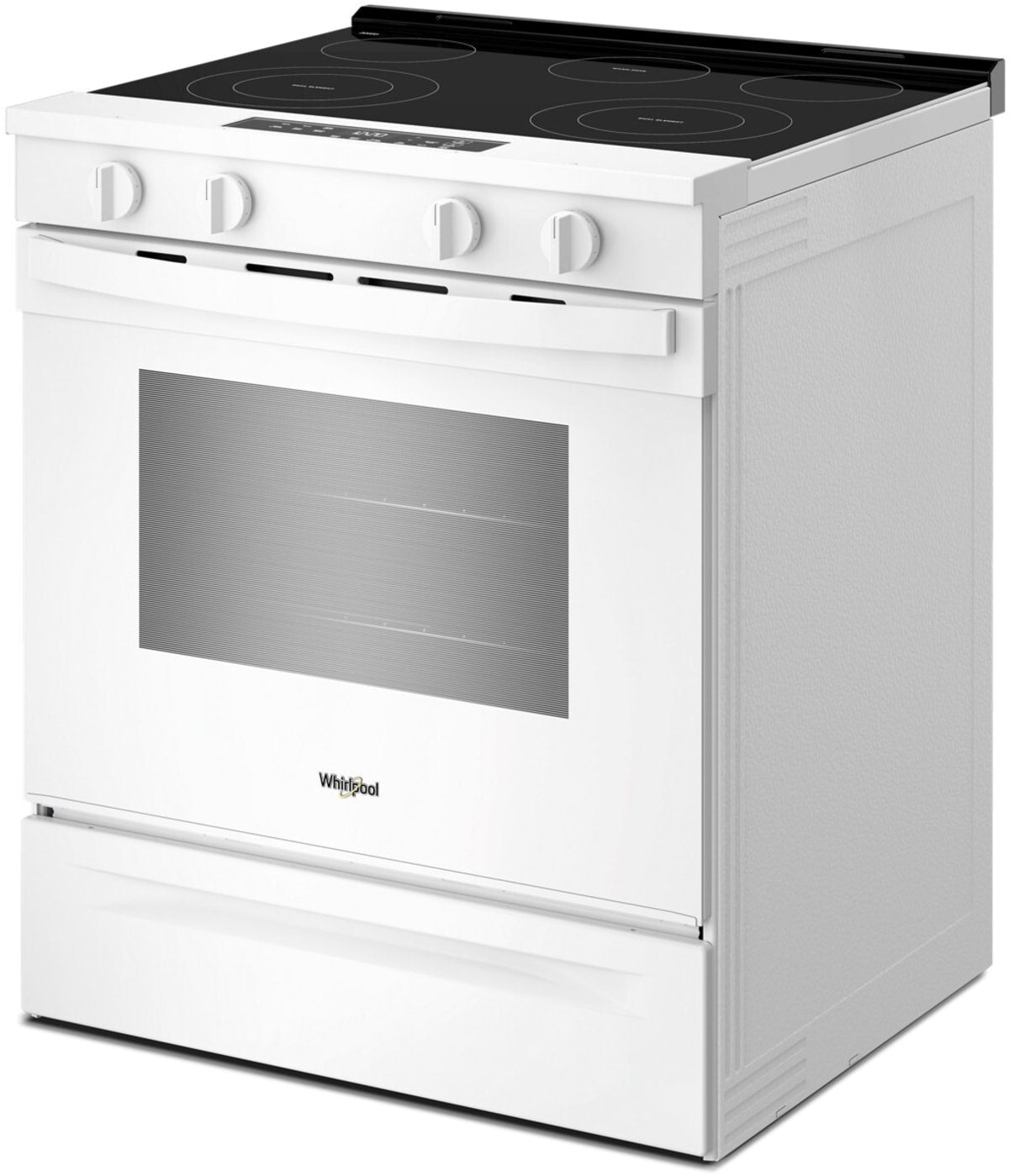 Whirlpool WSES3330TW white slide-in electric range oven interior