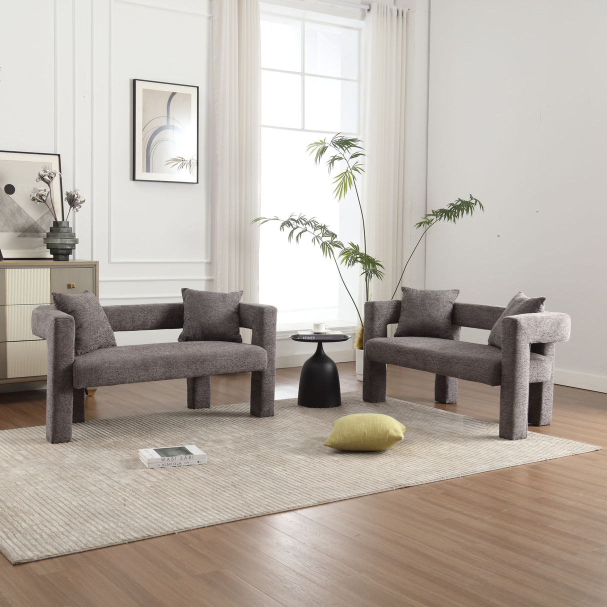 Modern Chenille Loveseat Sofa, Comfy Upholstered 2 Seater