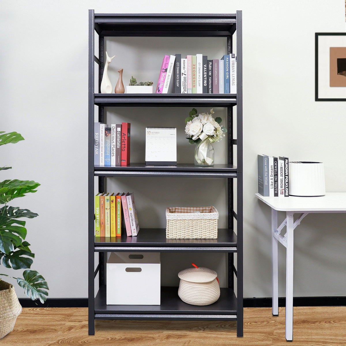 Storage Shelves 5 Tier Heavy Duty Metal Adjustable Shelving Units And Storage Rack Kitchen Garage Shelf - Black