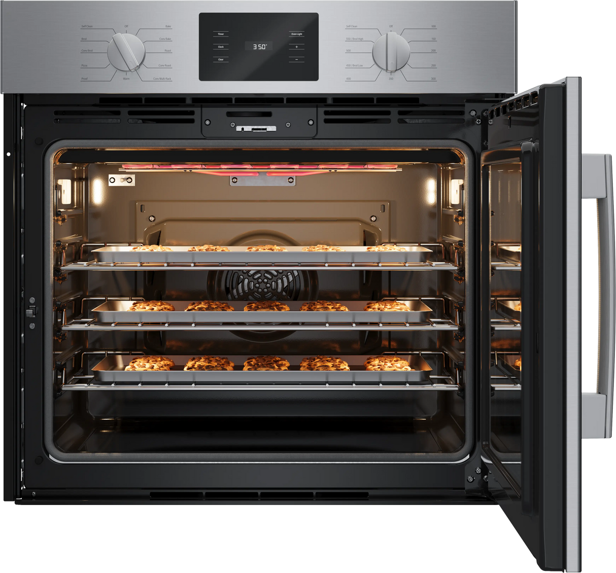 Bosch HBL5455RUC wall oven with right side opening door open