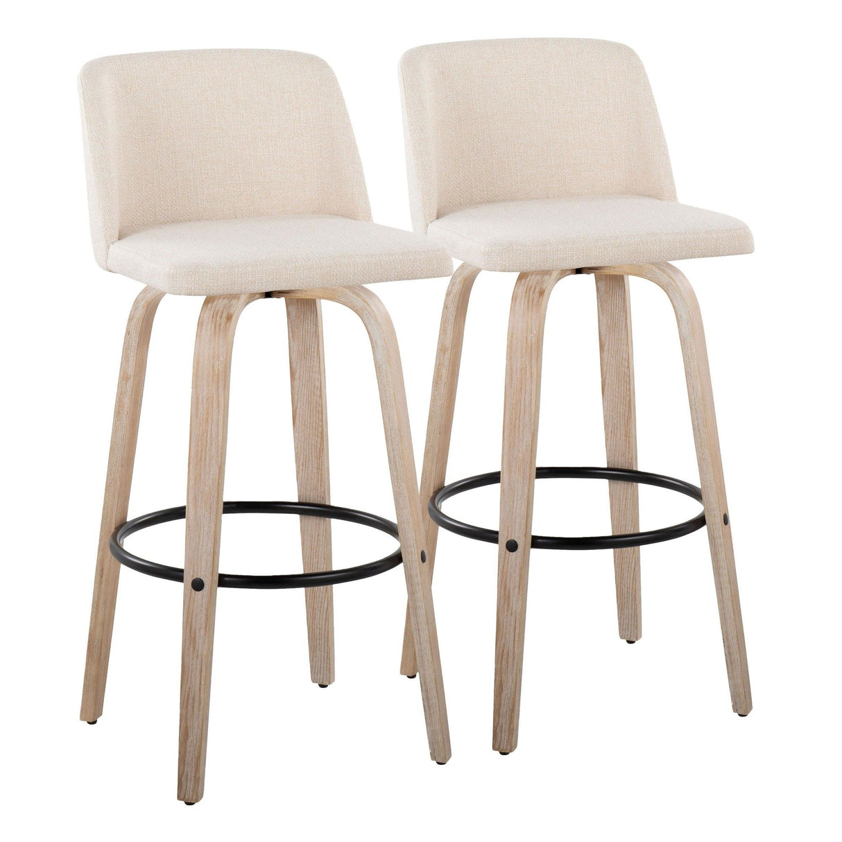 Toriano - 30" Fixed-Height Barstool (Set of 2) - Beige And Cream Noise