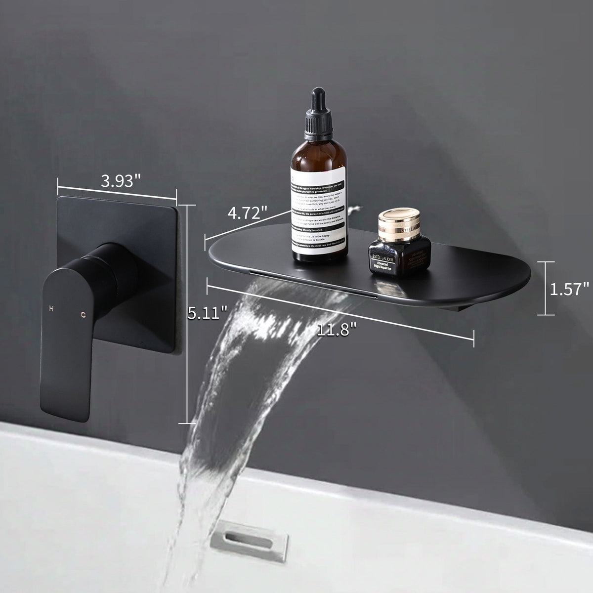 Modern Wall Mount Bathroom Sink Faucet With Waterfall Spout