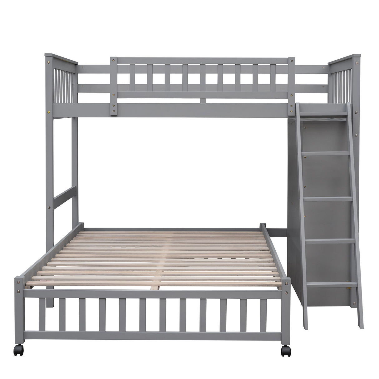 Bunk Bed With 6 Drawers And Flexible Shelves, Bottom Bed With Wheels