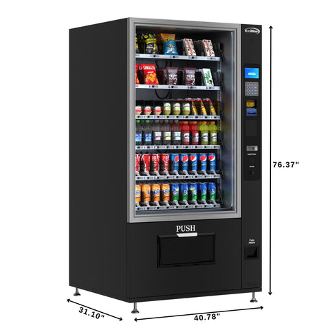 Refrigerated Snack and Drink Vending Machine with 60 Slots and Coin/Bill Acceptor in Black (KM-VMR-40-BC)