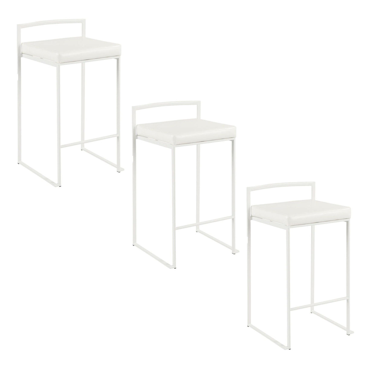 Fuji - Contemporary Stackable Counter Stool (Set of 2) - White Frame