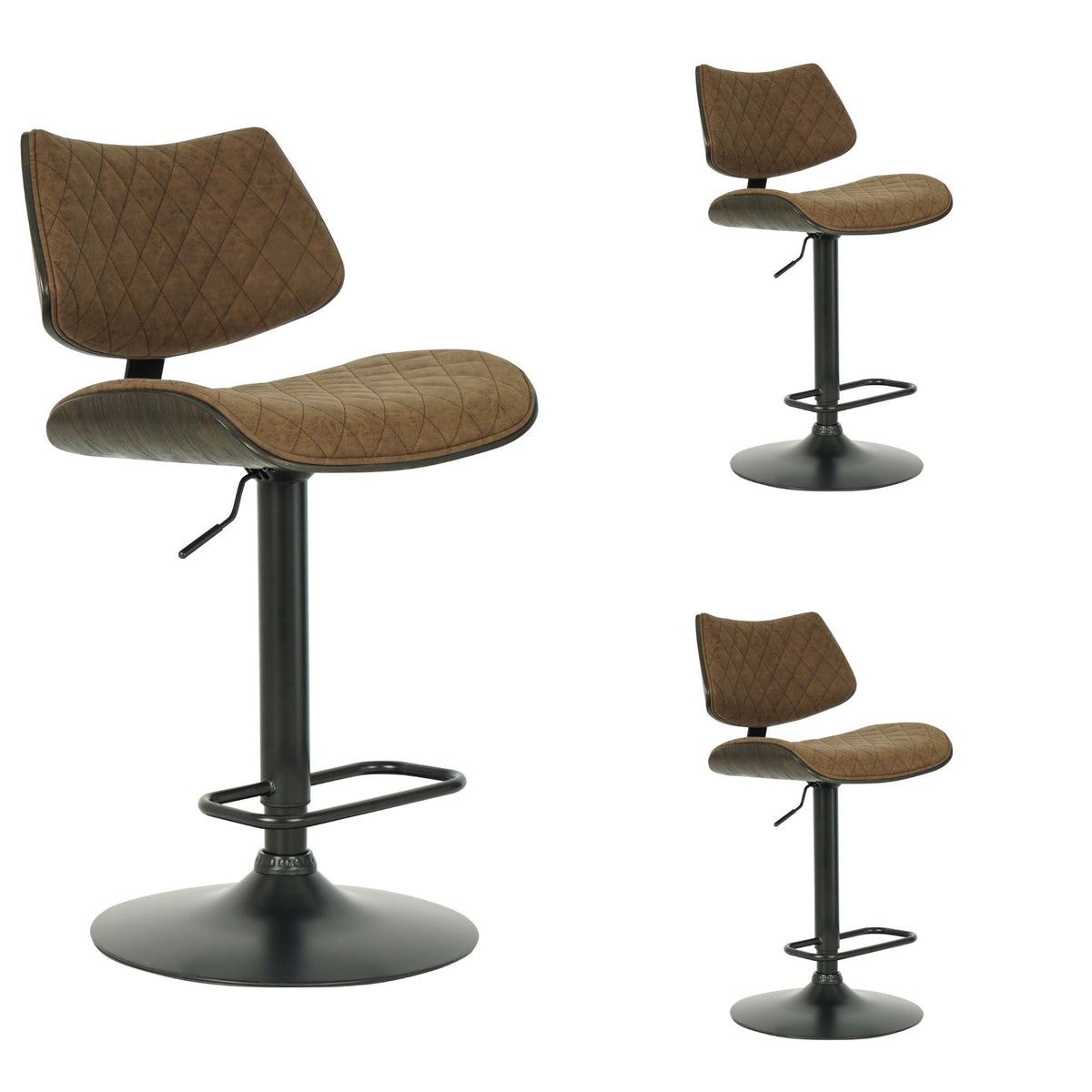 Leland - Adjustable Swivel Bar Stool With Faux Leather Seat