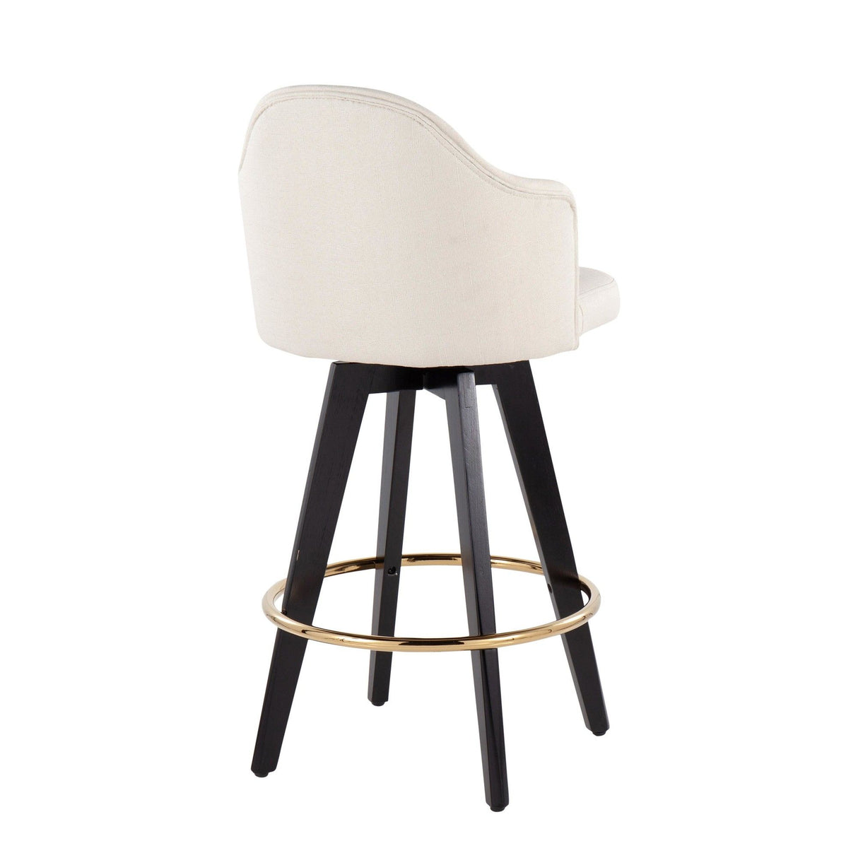 Ahoy - Fixed-Height Counter Stool - Wood Legs And Round Metal Footrest With Fabric Seat (Set of 2)