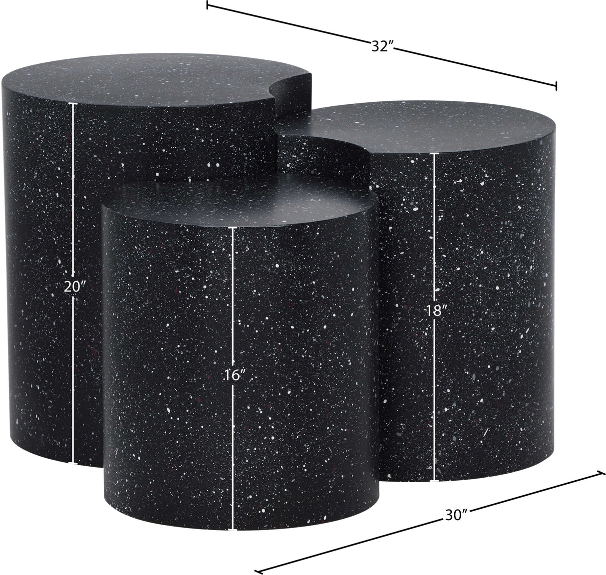 Dimple - 20" 3 Piece Modular End Table - Terazzo Finish