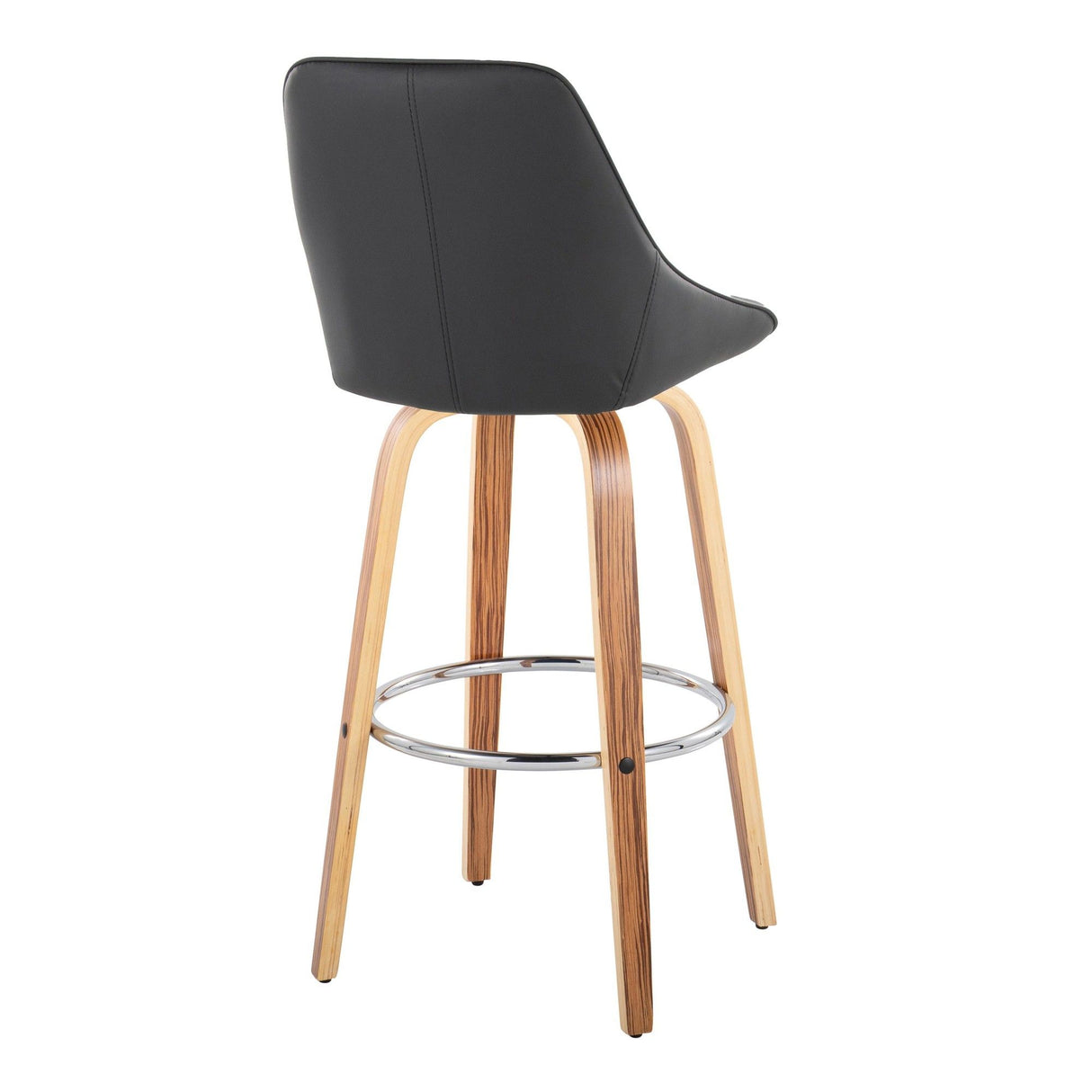 Diana - 30" Fixed-Height Barstool With Swivel And Round Chrome Metal Footrest (Set of 2) - Zebra Wood