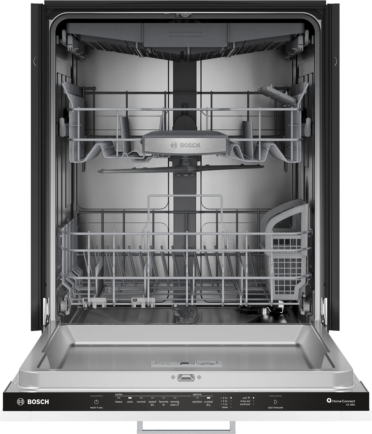 Bosch SHV78DM3N door open with racks pushed in
