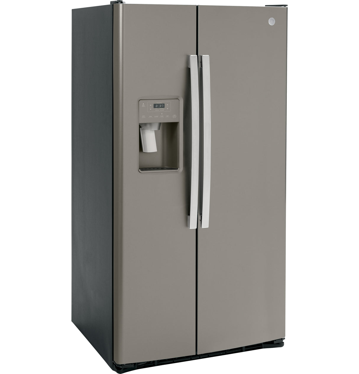 GE GSS25GMPES - 36 in. 25.3 cu. ft. Side by Side Refrigerator with Ice & Water Dispenser, Fingerprint Resistant - Slate