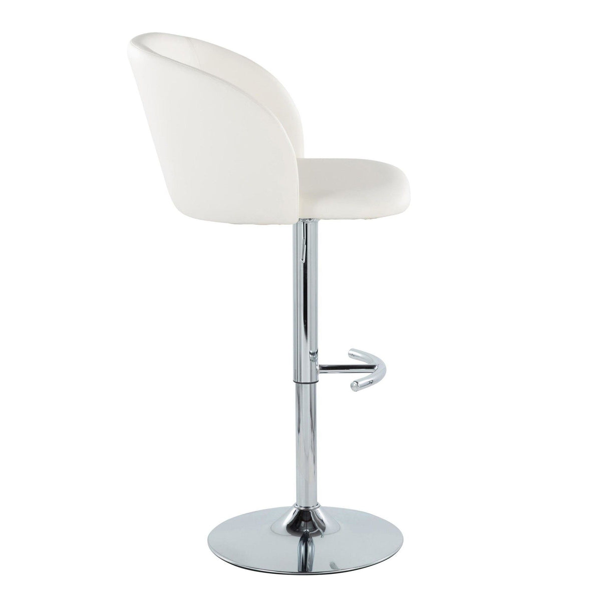 Fran - Adjustable Barstool (Set of 2) - Chrome Metal, White Faux Leather