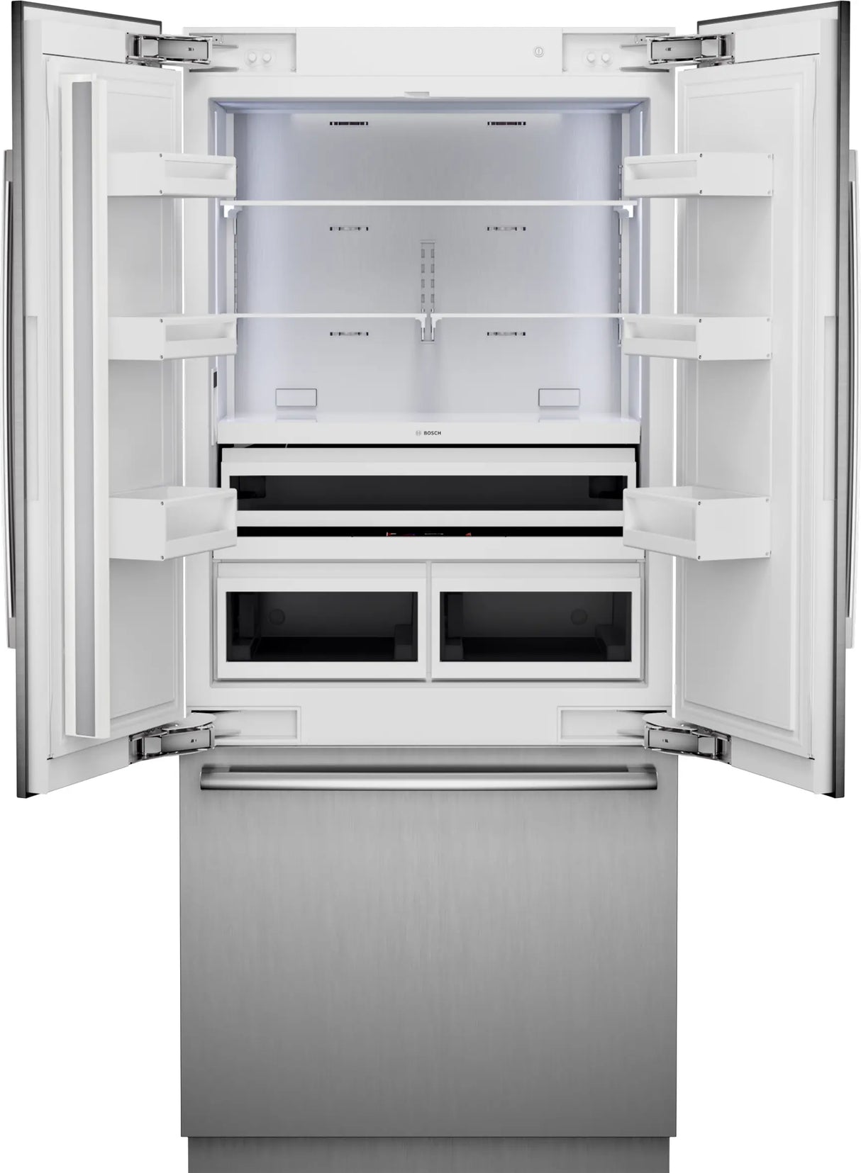 Bosch B36BT130NS front view with doors open, empty