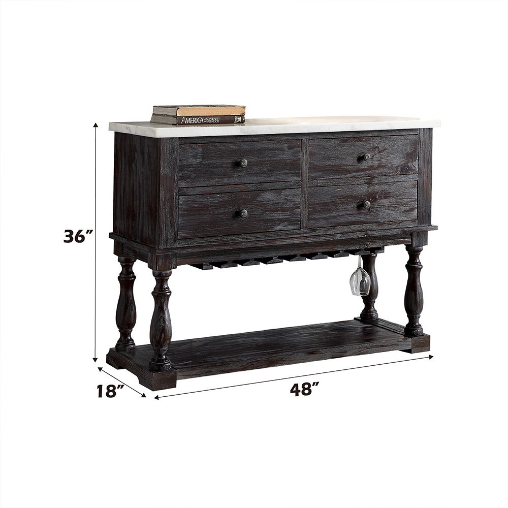 Gerardo - Server - White Marble Top & Weathered Espresso