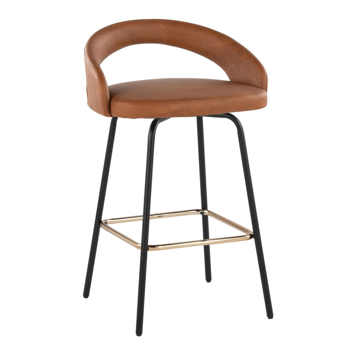 Grotto - Upholstered Fixed-Height Counter Stool - Black Metal