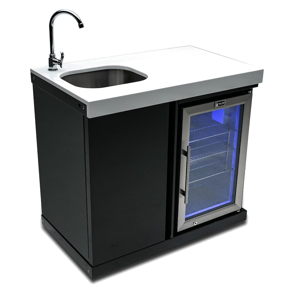 Mont Alpi Beverage Center Cabinet Module W/ Sink & 2.6 Cu. Ft. Outdoor Refrigerator - Black Stainless Steel - MASF-BSS
