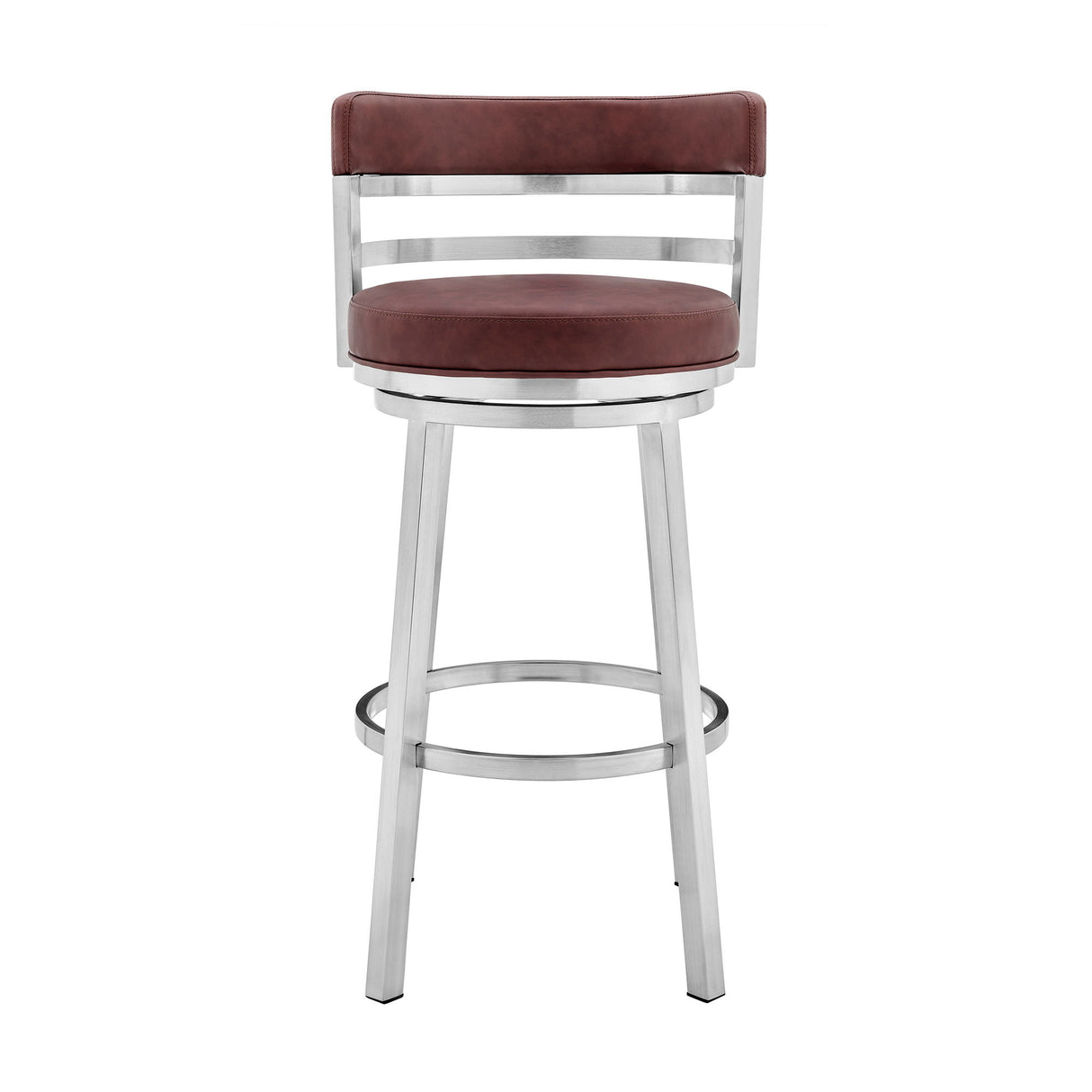 Titana - Swivel Faux Leather And Brushed Stainless Steel Bar Stool