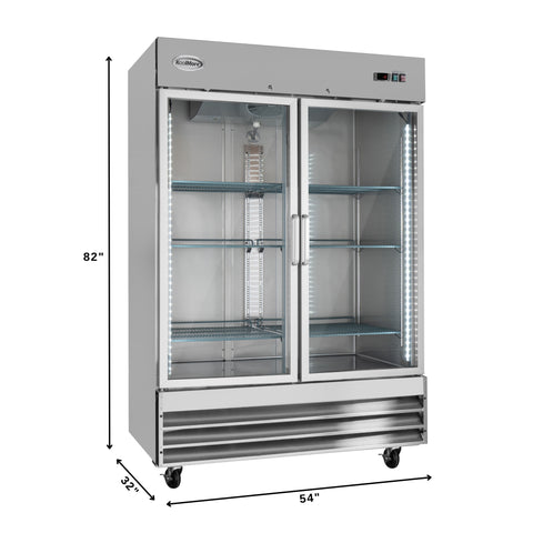 54 in. Two Glass Door Reach-In Freezer 47 cu ft. RIF-2D-GD.