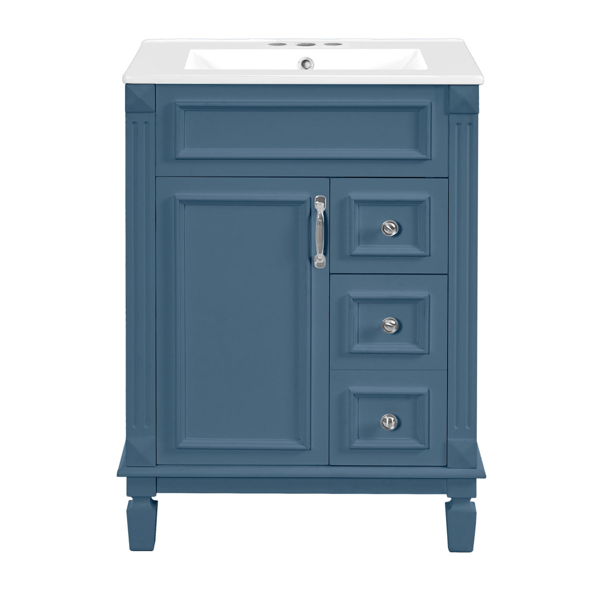 Bathroom Vanity With Sink, Compact Cabinet & 2 Drawers And Adjustable Shelf