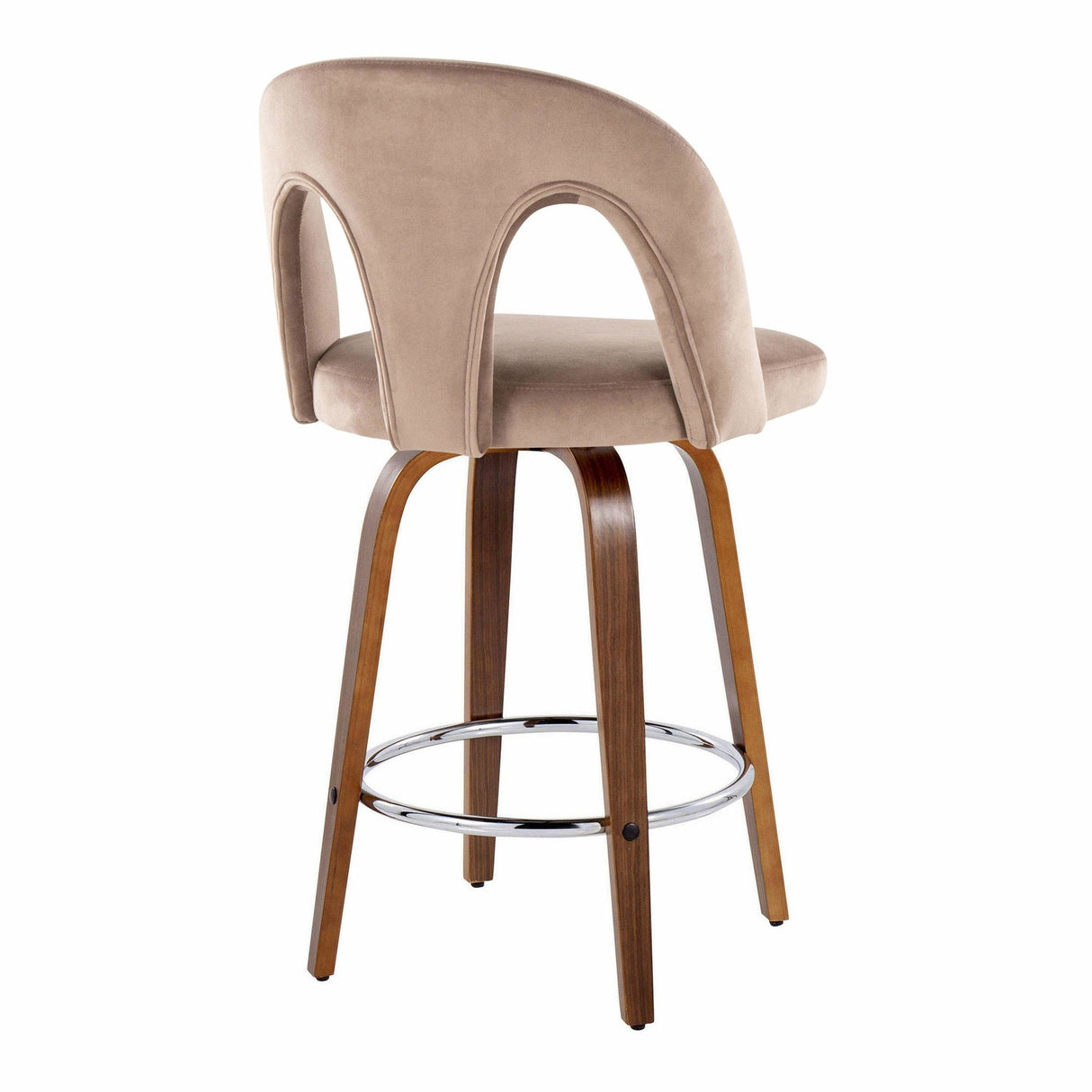 Ava - Upholstered Fixed-Height Barstool (Set of 2) - Walnut Wood Base