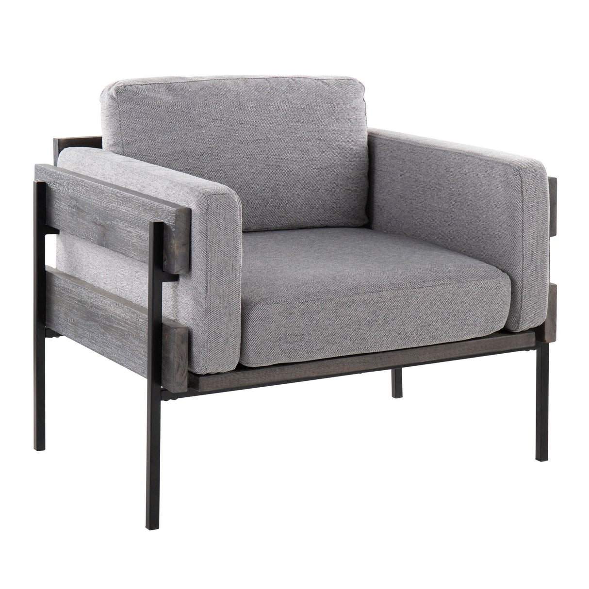 Kari - Farmhouse Accent Chair - Black Metal, Gray Wood