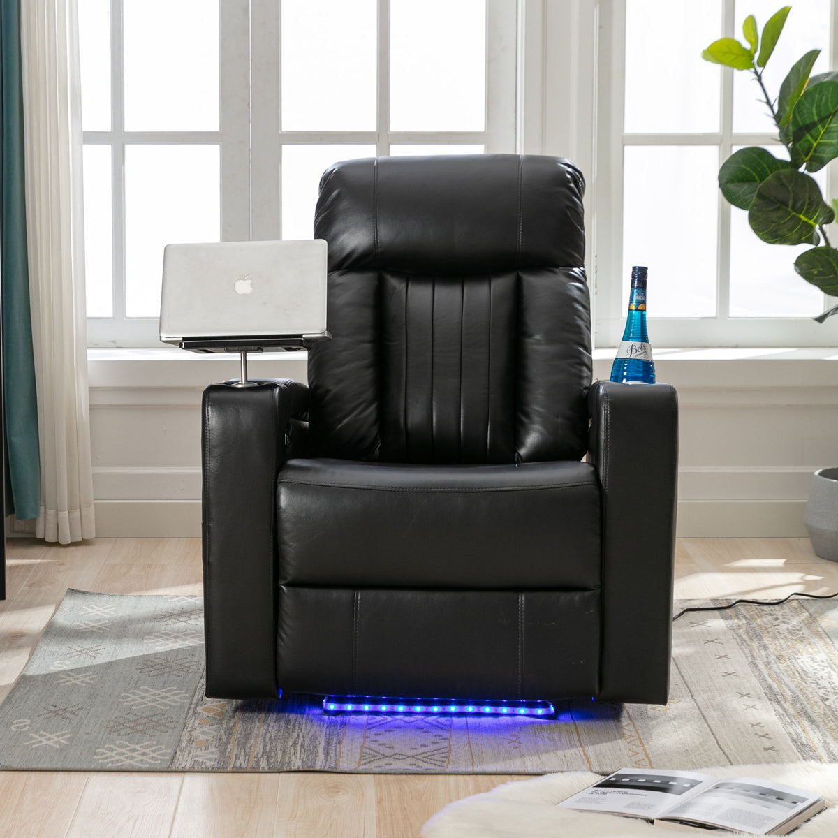 Power Recliner & Storage Arms, Cupholders, Swivel Tray Table And Cell Phone Stand