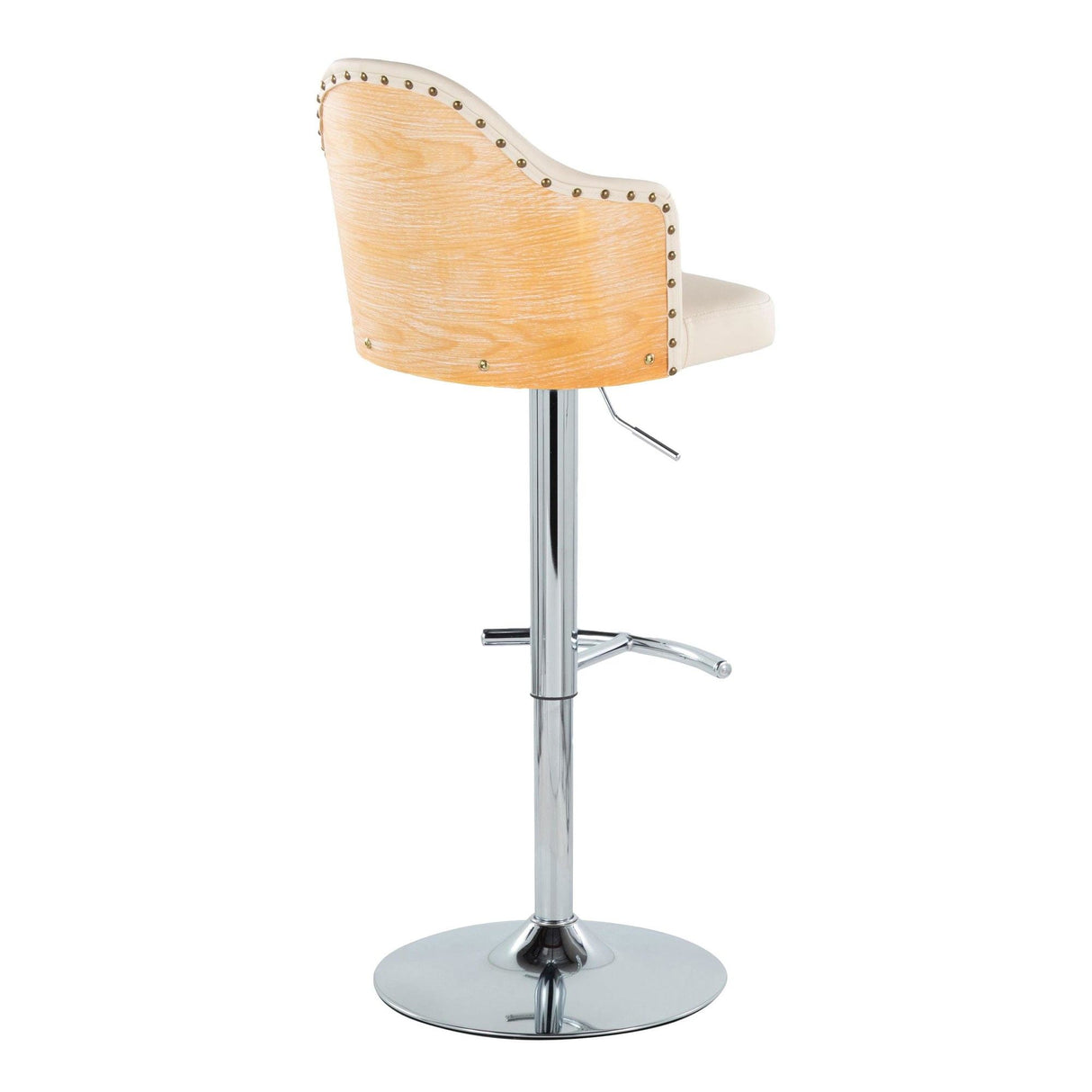 Ahoy - Adjustable Barstool With Cream Faux Leather Seat (Set of 2)