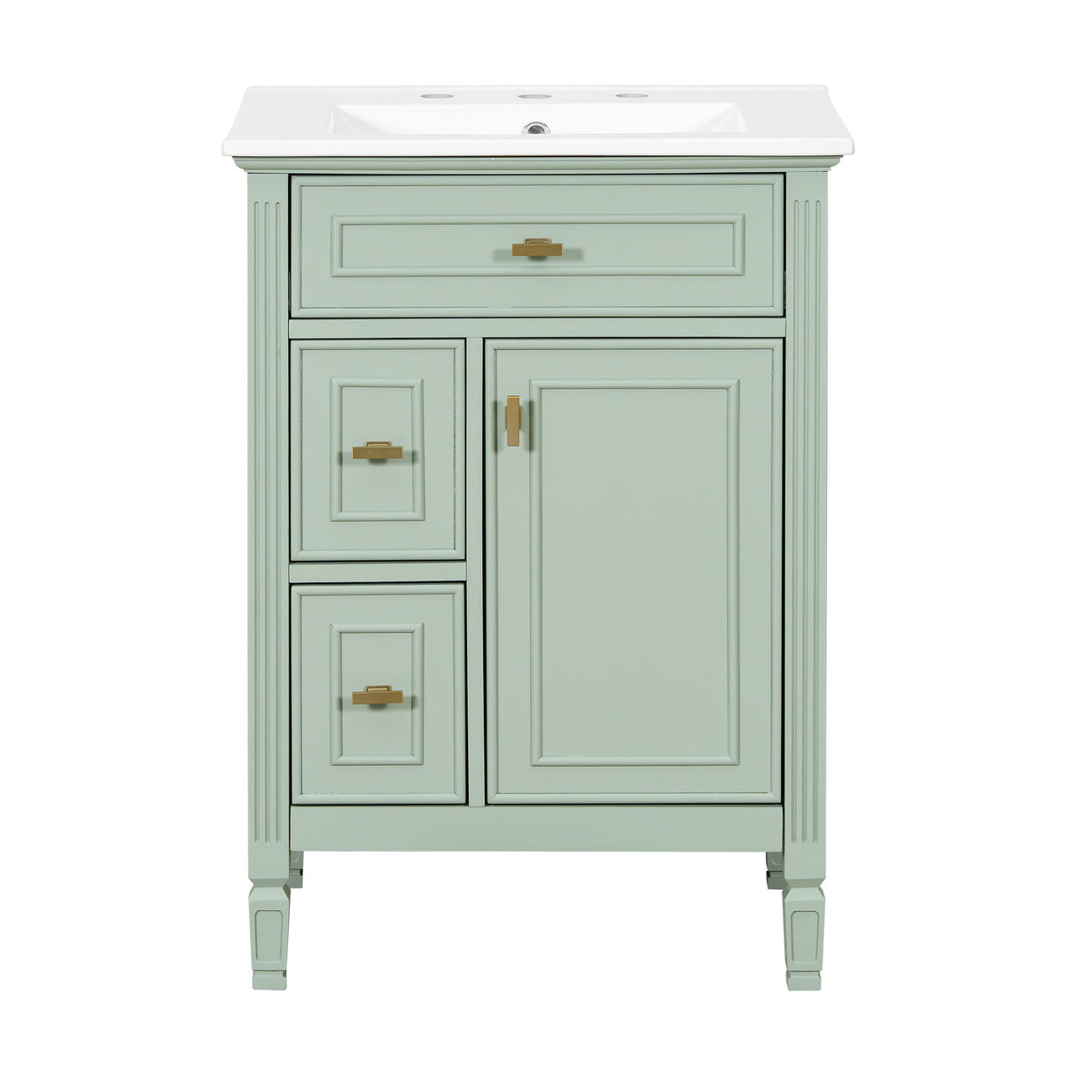 Modern Bathroom Vanity With Sink, Flip Drawer, 2 Drawers, Adjustable Shelf