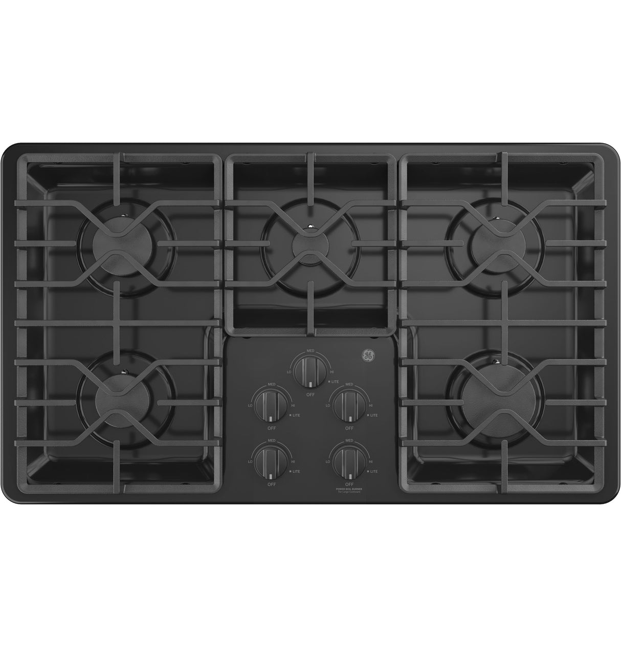 GE JGP3036DLBB - 36 in. 5-Burner Natural Gas Cooktop with Simmer Burner & Power Burner - Black