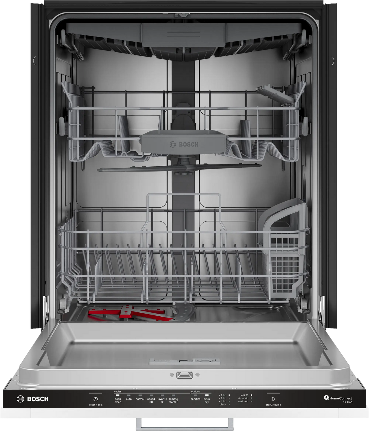 Bosch SHV53EM3N door open with racks pushed in