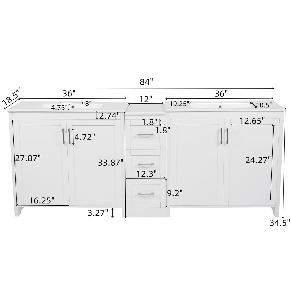 Double Sink Bathroom Vanity With Quartz Countertop