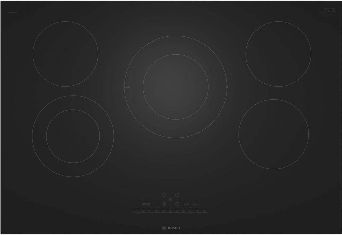 Bosch NET8062UC electric cooktop top view with controls off