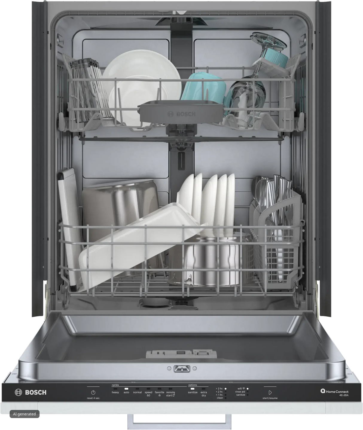 Bosch SHV41DB3N door open with racks and styling