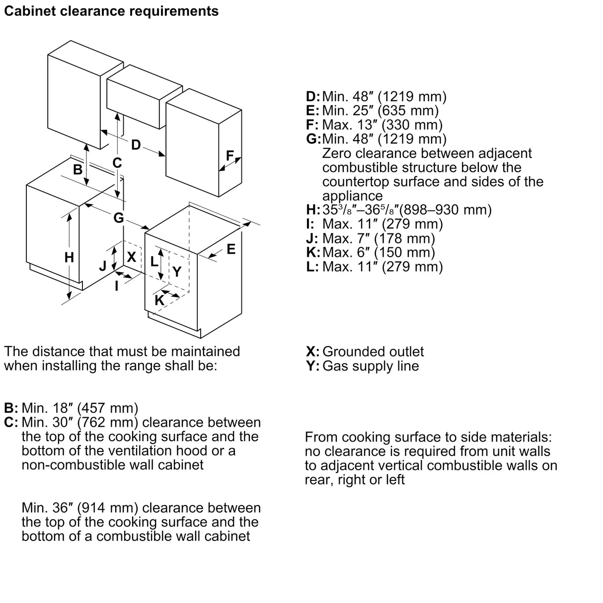 Bosch HDS8857UC additional niche dimensions line drawing