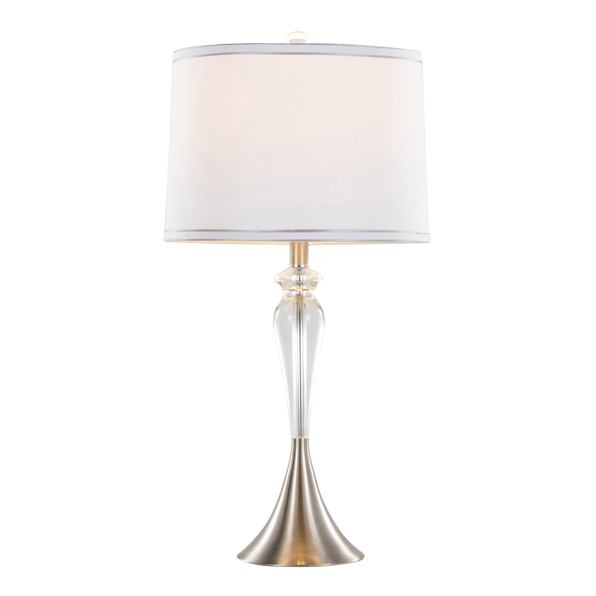 Ashland - 28" Crystal Table Lamp (Set of 2) - Clear Crystal, Brushed Nickel And White Linen Shade With Silver Trim from Grandview Gallery
