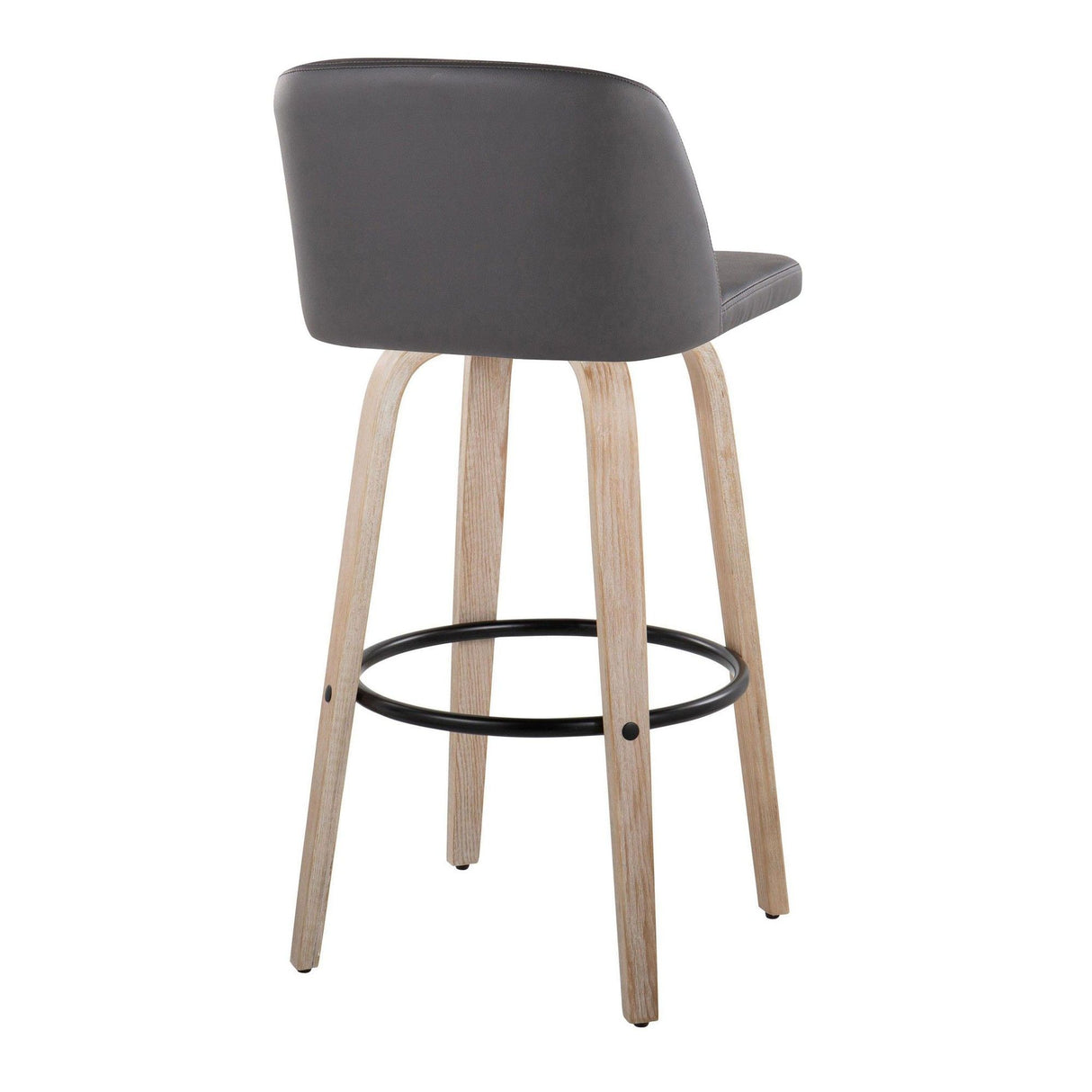 Toriano - 30" Fixed-Height Barstool (Set of 2) - White Wash And Black Round Base