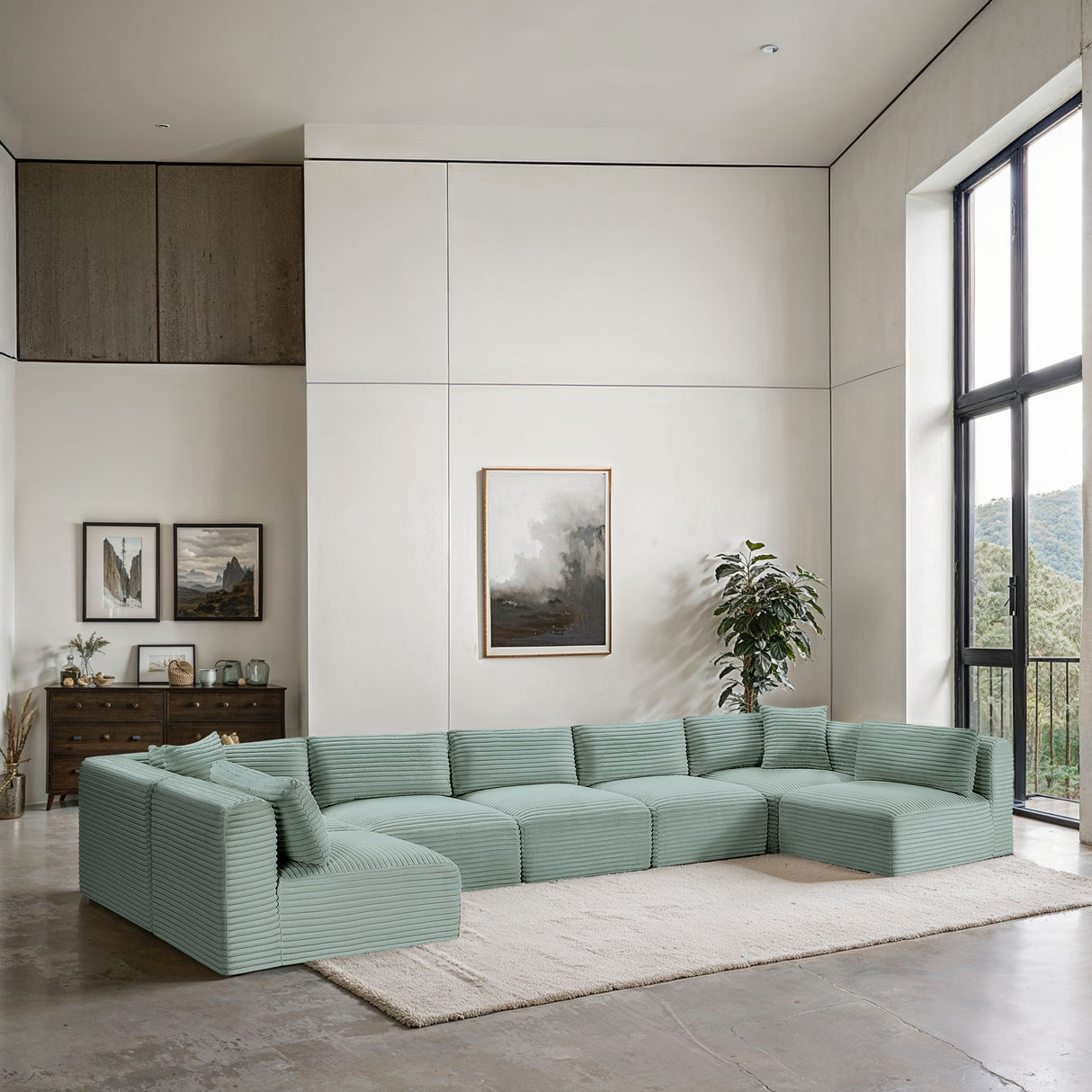 Shaggy - 7 Piece Modular U-Shaped Armless Sectional