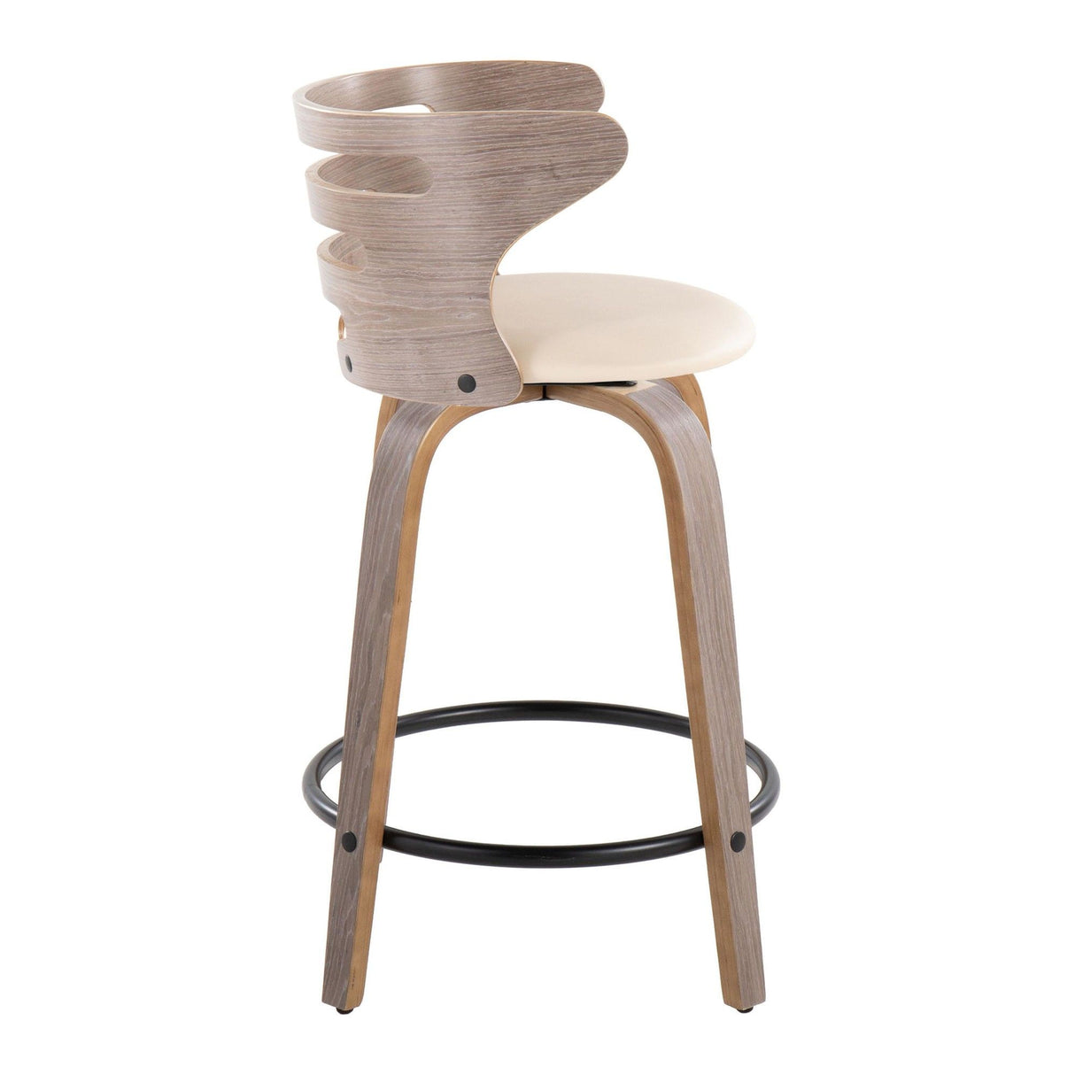 Cosi - Fixed-Height Swivel Counter Stool With Light Gray Wood Base (Set of 2)