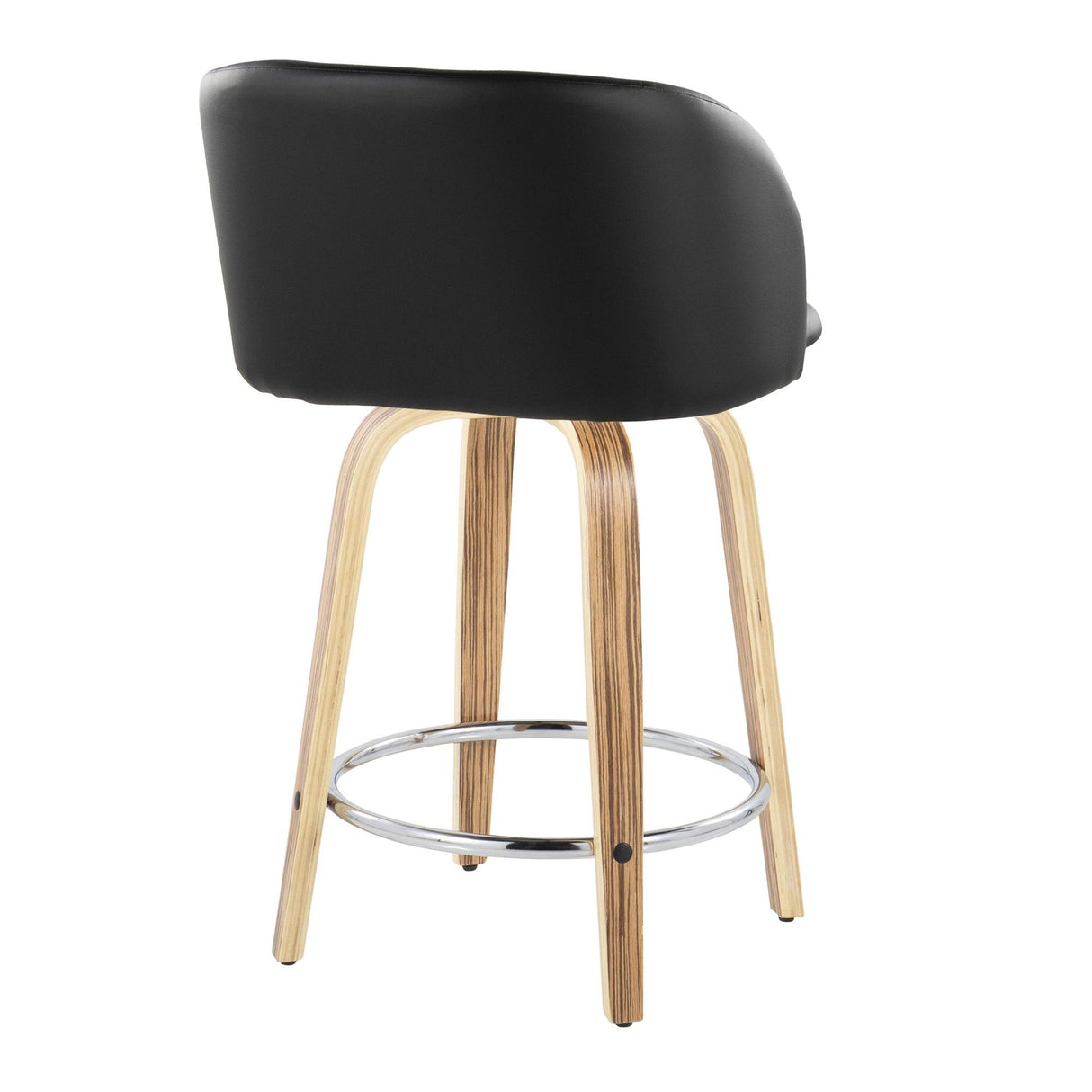 Fran - Fixed-Height Counter Stool With Black Faux Leather (Set of 2)