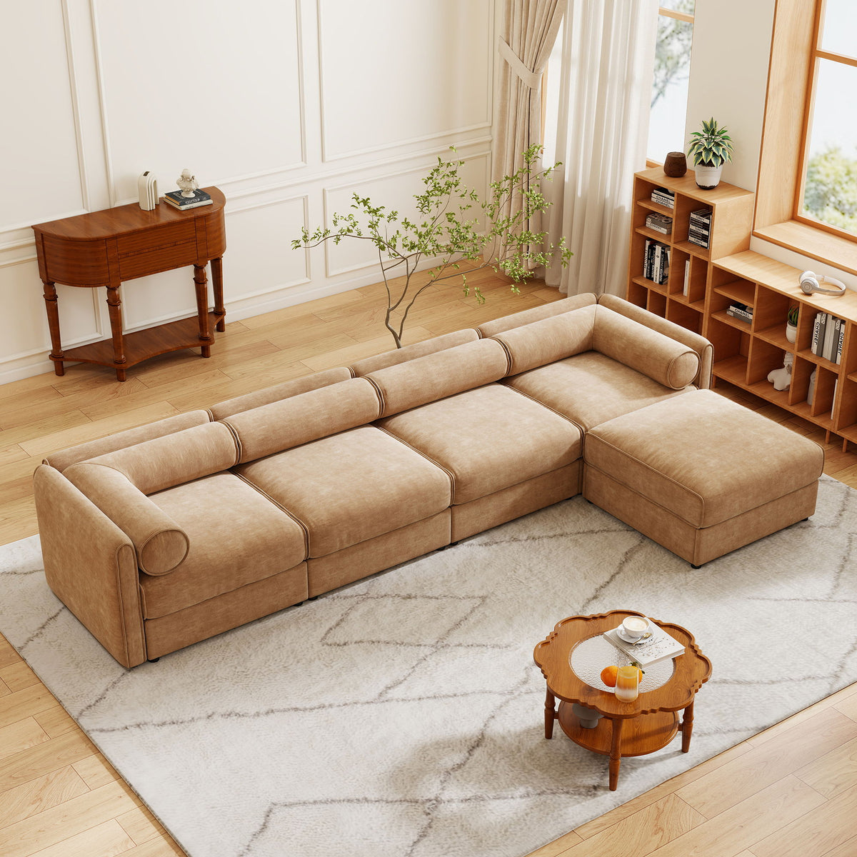 Contemporary Elegant Sofa With Storage And Ottoman
