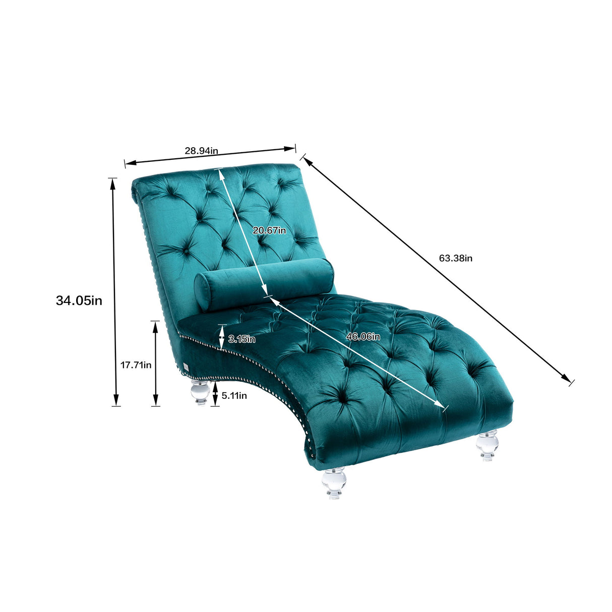 Velvet Chaise Lounge Indoor, Button Tufted Upholstered Chaise Lounge Chair With Pillow
