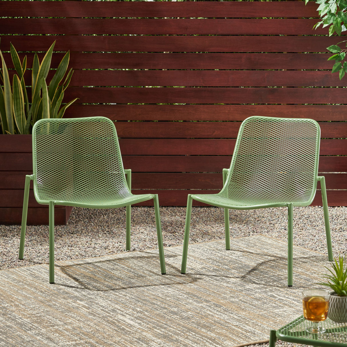 Outdoor Iron Chair With Mesh Design