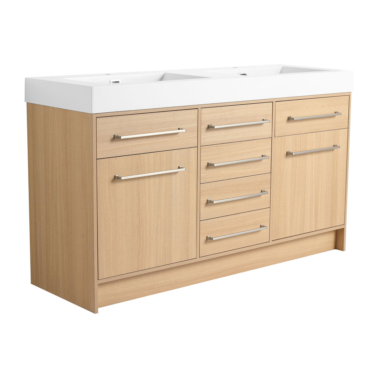 Freestanding Bathroom Vanity With Resin Sink, Soft-Closing Doors And Drawers