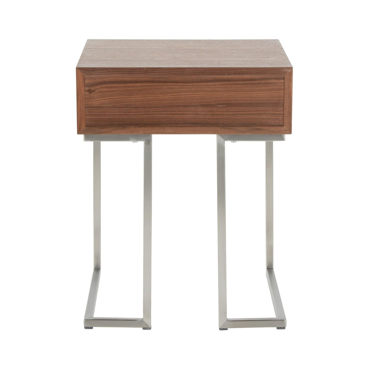 Roman - End Table - Walnut Wood And Stainless Steel
