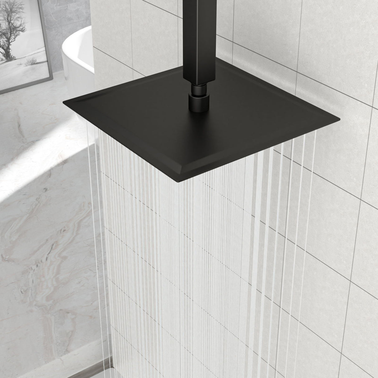 Modern 10" Square Rainfall Shower Head & Stainless Steel Wall Or Ceiling Mount Luxury Spa Shower Panel