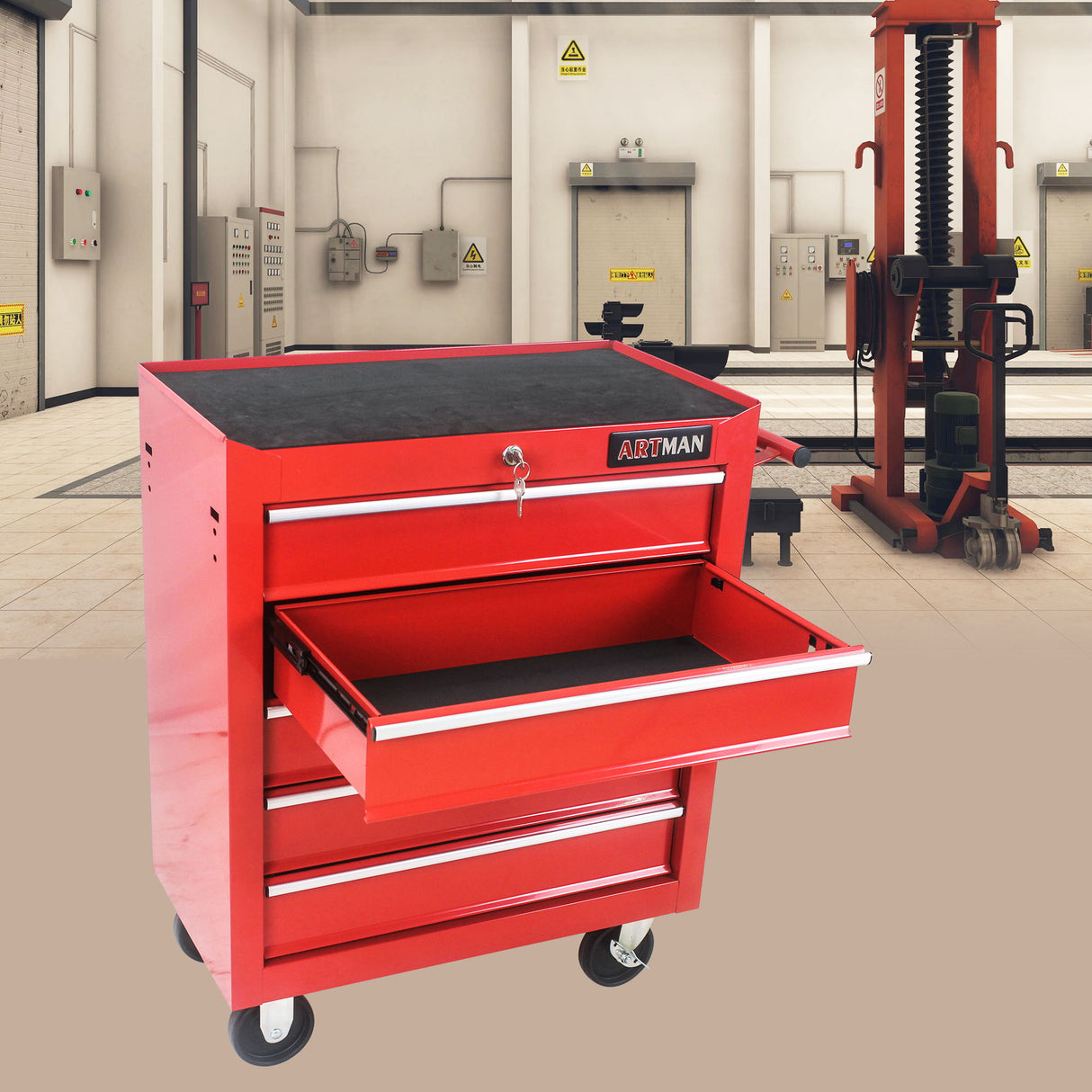 Multifunctional Tool Cart With Wheels And Drawers
